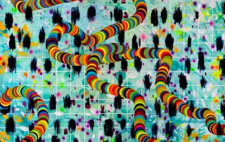 Oh Heedless Octopus, Purling, Hissing, Shapeshift God Acrylic and Spray Paint on Canvas